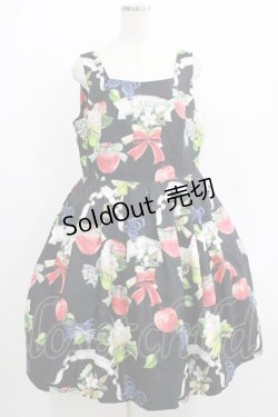 画像1: LIEF / アップルブロッサムジャンパースカート XL ブラック H-25-06-29-1007-LO-OP-NS-ZH