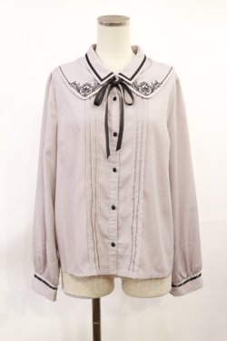 画像1: axes femme / レイヤードカラー刺繍ブラウス M グレー H-25-06-29-015-AX-BL-NS-ZH