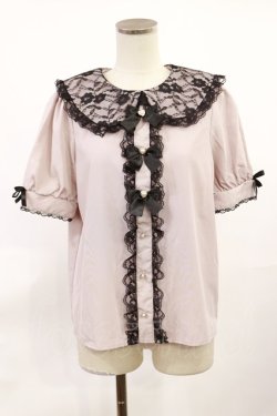 画像1: Majoretty / レース襟ブラウス M ピンク H-25-06-29-016-LO-BL-NS-ZH