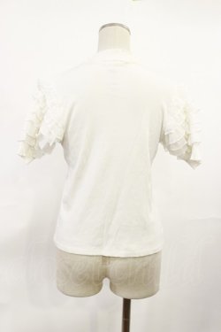 画像2: axes femme POETIQUE / ローズ刺繍フリル袖カットプルオーバー M オフ H-25-06-29-018-AX-TO-NS-ZH