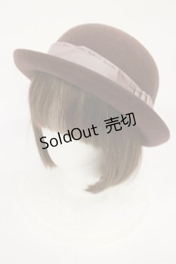 画像1: axes femme / パール付きリボンボーラー帽  ブラウン H-25-06-29-033-AX-AC-NS-ZH