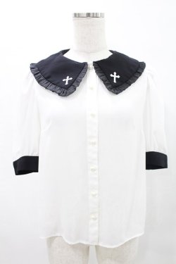 画像1: Jamie エーエヌケー / クロスモチーフブラウス M オフ/ブラック H-25-06-30-029-LO-BL-NS-ZH