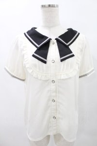 axes femme POETIQUE / セーラーデザインブラウス M アイボリー/ブラック H-25-06-30-033-AX-BL-NS-ZH