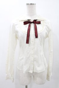 Victorian maiden / リボン付きピンタック セーラーカラーブラウス Free アイボリー/ボルドー H-25-06-30-034-CL-BL-NS-ZH
