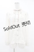 axes femme POETIQUE / 巻き薔薇デザインフリルブラウス M オフ/ピンク H-25-06-30-1044-AX-BL-NS-ZH