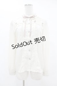 axes femme POETIQUE / 巻き薔薇デザインフリルブラウス M オフ/ピンク H-25-06-30-1044-AX-BL-NS-ZH