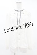 axes femme POETIQUE / 巻き薔薇デザインフリルブラウス M オフ/ブルー H-25-06-30-1045-AX-BL-NS-ZH