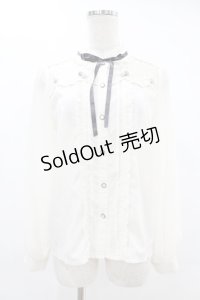 axes femme POETIQUE / 巻き薔薇デザインフリルブラウス M オフ/ブルー H-25-06-30-1045-AX-BL-NS-ZH