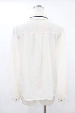 画像2: axes femme POETIQUE / 巻き薔薇デザインフリルブラウス M オフ/ブルー H-25-06-30-1045-AX-BL-NS-ZH