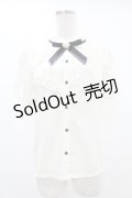 axes femme POETIQUE / 花ブローチ付プチスタンドブラウス M オフ H-25-06-30-1046-AX-BL-NS-ZH