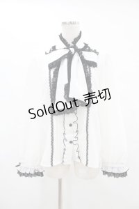 DearMyLove / レースフリルたっぷり上品ボウタイリボンブラウス L オフ H-25-06-30-1047-EL-BL-NS-ZH