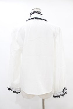 画像2: DearMyLove / レースフリルたっぷり上品ボウタイリボンブラウス L オフ H-25-06-30-1047-EL-BL-NS-ZH
