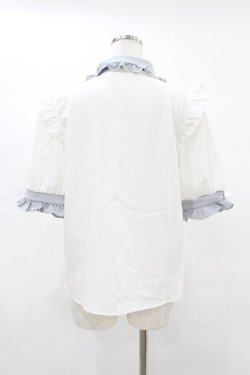 画像2: DearMyLove / 3連ビジューレースフリルブラウス L オフ/ブルーグレー H-25-06-30-1050-EL-BL-NS-ZH