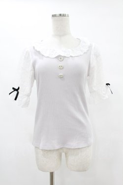 画像1: DearMyLove / 大きめリボンフリルビジュートップス M グレー H-25-06-30-1051-EL-TO-NS-ZH