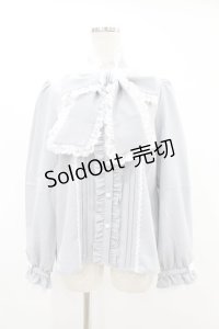 DearMyLove / レースフリルたっぷり上品ボウタイリボンブラウス L ブルーグレー H-25-06-30-1054-EL-BL-NS-ZH