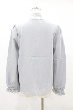 画像2: DearMyLove / レースフリルたっぷり上品ボウタイリボンブラウス L ブルーグレー H-25-06-30-1054-EL-BL-NS-ZH