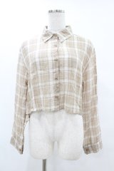 DearMyLoveRose / シアーチェックショートシャツ M~L ベージュ H-25-06-30-1056-EL-BL-NS-ZH