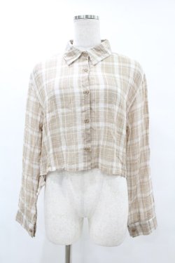 画像1: DearMyLoveRose / シアーチェックショートシャツ M~L ベージュ H-25-06-30-1056-EL-BL-NS-ZH