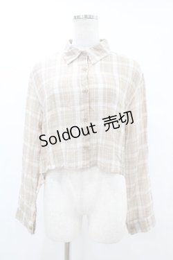 画像1: DearMyLoveRose / シアーチェックショートシャツ M~L ベージュ H-25-06-30-1056-EL-BL-NS-ZH