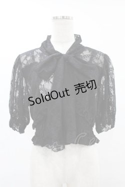 画像1: DearMyLoveRose / レースボレロsetシャーリングトップス 3L ブラック H-25-06-30-1061-EL-TO-NS-ZH