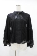 axes femme POETIQUE / リボン付レース姫袖ブラウス M ブラック H-25-06-30-1063-AX-BL-NS-ZH