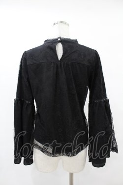 画像2: axes femme POETIQUE / リボン付レース姫袖ブラウス M ブラック H-25-06-30-1063-AX-BL-NS-ZH
