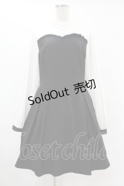 画像1: DearMyLoveRose / フリルスタンドカラービスチェワンピース 3L ブラック H-25-06-30-1022-EL-OP-NS-ZH