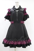 DearMyLove / デコルテレースジャージワンピ LL ブラック H-25-06-30-1024-EL-OP-NS-ZH