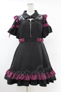 DearMyLove / デコルテレースジャージワンピ LL ブラック H-25-06-30-1024-EL-OP-NS-ZH