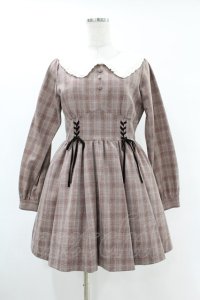 Ank Rouge / ウエストスピンドルチェックワンピース M ブラウン H-25-06-30-1026-CA-OP-NS-ZH