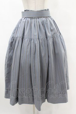 画像1: ROSA BIANCA / トラディショナルストライプのギャザースカート 表記なし スモーキーサックス H-25-06-30-1028-EL-SK-NS-ZH