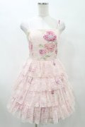 JESUS DIAMANTE / スペシャルバックレースリボンワンピース 38 ぼかし薔薇ピンク H-25-06-30-019-JE-OP-NS-ZH