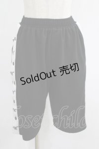 NieR Clothing / サイド切替ハーフパンツ  黒×白 H-25-07-01-032-PU-PA-KB-ZH