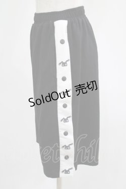 画像2: NieR Clothing / サイド切替ハーフパンツ  黒×白 H-25-07-01-032-PU-PA-KB-ZH