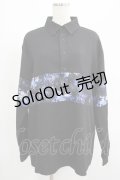NieR Clothing / ブロッキングプルオーバーシャツ  黒×和柄九尾 H-25-07-01-034-PU-BL-KB-ZH