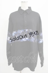 NieR Clothing / ブロッキングプルオーバーシャツ  黒×和柄九尾 H-25-07-01-034-PU-BL-KB-ZH