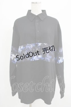 画像1: NieR Clothing / ブロッキングプルオーバーシャツ  黒×和柄九尾 H-25-07-01-034-PU-BL-KB-ZH