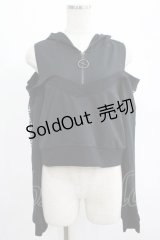 NieR Clothing / オフショルショートパーカー  黒 H-25-07-01-037-PU-TO-KB-ZH