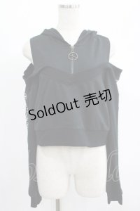 NieR Clothing / オフショルショートパーカー  黒 H-25-07-01-037-PU-TO-KB-ZH