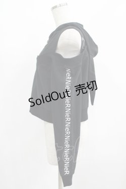 画像2: NieR Clothing / オフショルショートパーカー  黒 H-25-07-01-037-PU-TO-KB-ZH