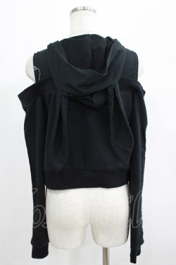 画像3: NieR Clothing / オフショルショートパーカー  黒 H-25-07-01-037-PU-TO-KB-ZH