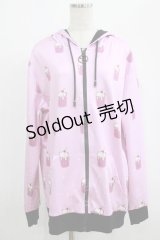 NieR Clothing / 総柄ZIPパーカー  ピンク H-25-07-01-038-PU-TO-KB-ZH