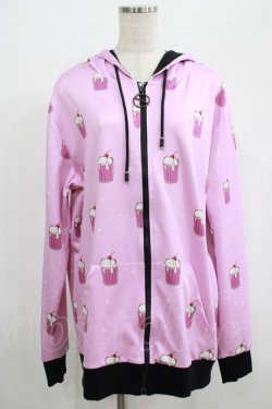 画像1: NieR Clothing / 総柄ZIPパーカー  ピンク H-25-07-01-038-PU-TO-KB-ZH