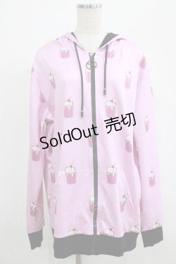 画像1: NieR Clothing / 総柄ZIPパーカー  ピンク H-25-07-01-038-PU-TO-KB-ZH