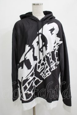 画像1: NieR Clothing / 防寒裏起毛パーカー  黒×白 H-25-07-01-039-PU-TO-KB-ZH