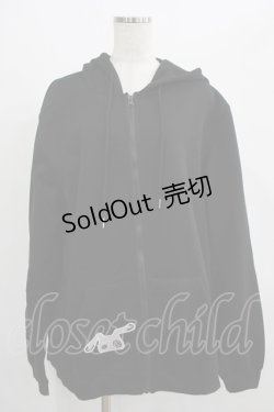 画像1: NieR Clothing / 刺繍ZIPパーカー  黒 H-25-07-01-042-PU-TO-KB-ZH