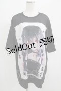 NieR Clothing / プリント半袖CUTSEW  黒 H-25-07-01-046-PU-TO-KB-ZH
