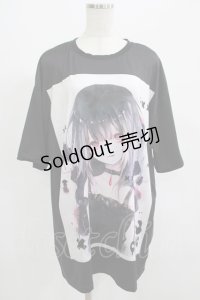 NieR Clothing / プリント半袖CUTSEW  黒 H-25-07-01-046-PU-TO-KB-ZH