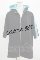 NieR Clothing / ダブルフードZIPパーカー  黒×サックス H-25-07-01-047-PU-TO-KB-ZH