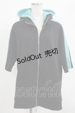 画像1: NieR Clothing / ダブルフードZIPパーカー  黒×サックス H-25-07-01-047-PU-TO-KB-ZH